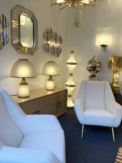 La Murrina Large Pair of Brass Mushroom Bubble Murano Glass Lamps Italy 1970s - 2339721