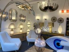 La Murrina Large Pair of Brass Mushroom Bubble Murano Glass Lamps Italy 1970s - 2339722