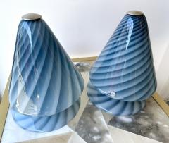 La Murrina Pair of Blue Spiral Murano Glass Lamps by La Murrina Italy 1970s - 3049166