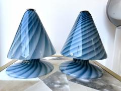 La Murrina Pair of Blue Spiral Murano Glass Lamps by La Murrina Italy 1970s - 3049170