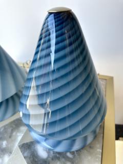 La Murrina Pair of Blue Spiral Murano Glass Lamps by La Murrina Italy 1970s - 3049171