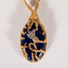 La Triomphe La Triomphe Tear Drop Lapis Round Brilliant Diamond 18k Yellow Gold Pendant - 1612705