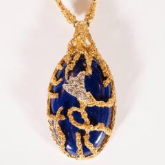 La Triomphe La Triomphe Tear Drop Lapis Round Brilliant Diamond 18k Yellow Gold Pendant - 1612712