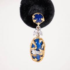 La Triomphe Lapis Brilliant Cut Diamonds 18kt Gold Platinum Earrings by La Triomphe - 1613062