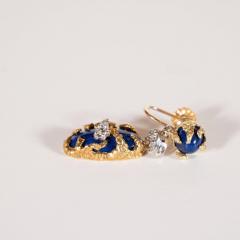 La Triomphe Lapis Brilliant Cut Diamonds 18kt Gold Platinum Earrings by La Triomphe - 1613063