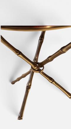 Lacquered Brass Black Glass Tripod Table - 4736258