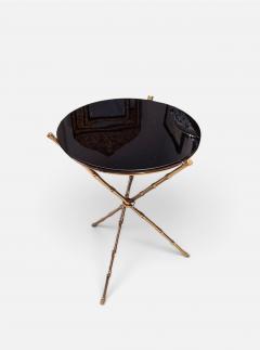 Lacquered Brass Black Glass Tripod Table - 4736260