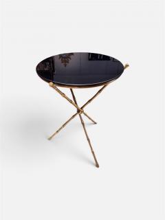 Lacquered Brass Black Glass Tripod Table - 4737905