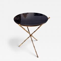 Lacquered Brass Black Glass Tripod Table - 4737907