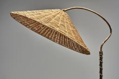 Lacquered Cast Iron Floor Lamp with Flower Relief Scandinavia Mid 20th Century - 4604026