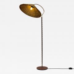Lacquered Cast Iron Floor Lamp with Flower Relief Scandinavia Mid 20th Century - 4623894