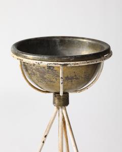 Lacquered Metal and Copper Plant Stand with Copper Pot - 4210430