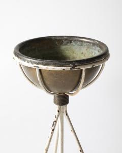 Lacquered Metal and Copper Plant Stand with Copper Pot - 4210433
