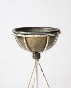Lacquered Metal and Copper Plant Stand with Copper Pot - 4210437