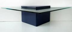 Lacquered Modern Triangle Coffee Tables with Glass Pair in Deep Midnight Blue - 4125706