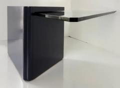 Lacquered Modern Triangle Coffee Tables with Glass Pair in Deep Midnight Blue - 4125713