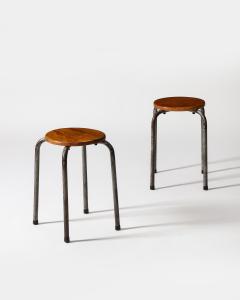 Lacquered Steel and Elm Industrial Stool France c 1960 - 3900181