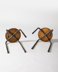 Lacquered Steel and Elm Industrial Stool France c 1960 - 3900189