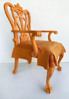 Lacquered Stylized Ball Claw Armchair Carved Chinoiserie Details - 3909060