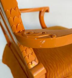 Lacquered Stylized Ball Claw Armchair Carved Chinoiserie Details - 3909065