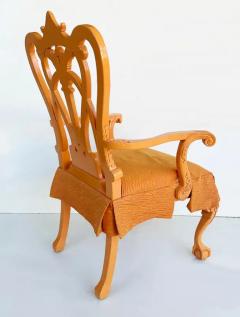 Lacquered Stylized Ball Claw Armchair Carved Chinoiserie Details - 3909066