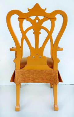 Lacquered Stylized Ball Claw Armchair Carved Chinoiserie Details - 3909067