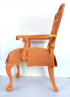 Lacquered Stylized Ball Claw Armchair Carved Chinoiserie Details - 3909068