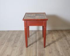 Lacquered Tuscan Side Table with Faux Marble Top 19th Century - 4189723