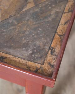 Lacquered Tuscan Side Table with Faux Marble Top 19th Century - 4189740