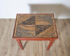 Lacquered Tuscan Side Table with Faux Marble Top 19th Century - 4189814
