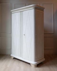 Lacquered Two Door Wardrobe in Ivory and Turtledove Tones - 4458422