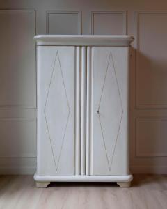 Lacquered Two Door Wardrobe in Ivory and Turtledove Tones - 4458456