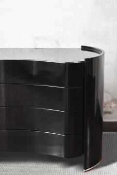 Lacquered black wood and chrome metal chest of drawers Aiace model 1970s  - 4084468