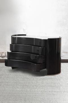 Lacquered black wood and chrome metal chest of drawers Aiace model 1970s  - 4084471