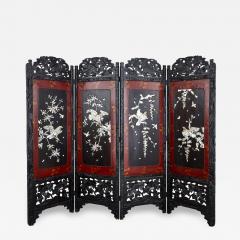 Lacquered wood and mother of pearl antique Chinese screen - 2678506