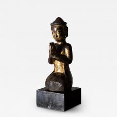 Lacquered wooden sculpture depicting Burma praying early 19th century - 3697183