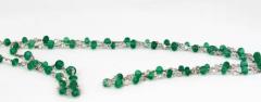 Ladies 18 Karat Diamond and Emerald Long Beaded Chain Necklace 28 32 Carat - 3448861