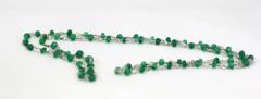 Ladies 18 Karat Diamond and Emerald Long Beaded Chain Necklace 28 32 Carat - 3448862