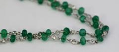 Ladies 18 Karat Diamond and Emerald Long Beaded Chain Necklace 28 32 Carat - 3448863