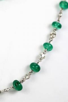 Ladies 18 Karat Diamond and Emerald Long Beaded Chain Necklace 28 32 Carat - 3448865