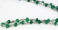 Ladies 18 Karat Diamond and Emerald Long Beaded Chain Necklace 28 32 Carat - 3448872