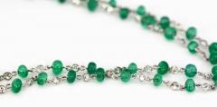 Ladies 18 Karat Diamond and Emerald Long Beaded Chain Necklace 28 32 Carat - 3448875