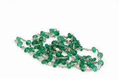 Ladies 18 Karat Diamond and Emerald Long Beaded Chain Necklace 28 32 Carat - 3448876