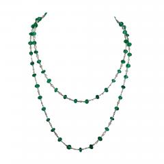 Ladies 18 Karat Diamond and Emerald Long Beaded Chain Necklace 28 32 Carat - 3479277