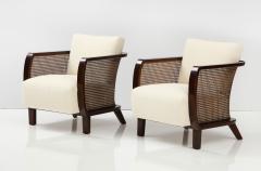 Lajos Kozma Lajos Kozma Pair of Walnut and Caned Lounge Chairs Austria 1930s - 2722859