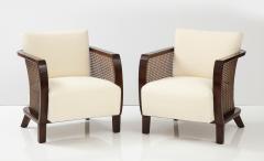 Lajos Kozma Lajos Kozma Pair of Walnut and Caned Lounge Chairs Austria 1930s - 2722861