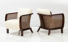Lajos Kozma Lajos Kozma Pair of Walnut and Caned Lounge Chairs Austria 1930s - 2722864
