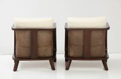 Lajos Kozma Lajos Kozma Pair of Walnut and Caned Lounge Chairs Austria 1930s - 2722865