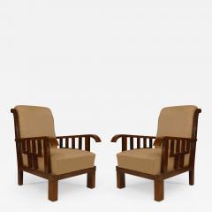 Lajos Kozma Pair of Art Deco Hungarian Walnut Armchairs - 422424