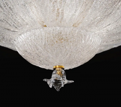 Lalique 2 Murano or Venetian Dew Glass Floral Form Flush Mount Chandeliers Lalique - 3014358